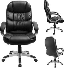 Leather High Back Office Chair Ergonomic Office Chair Swivel Computer Desk Chair