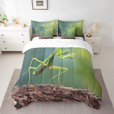 7 Pieces Mantis Comforter Queen, Natural Wildlife Bed Set for Kids Boys Girls...
