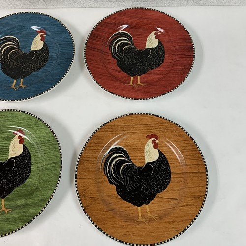 Sakura Warren Kimble Rooster 1999 Salad Plates Farmhouse Folk Art Vintage Set 4 - Picture 3 of 12