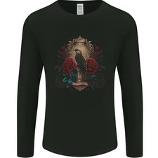 a Bird With a Gothic Vase and Roses Mens Long Sleeve T-Shirt