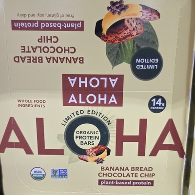 3 Aloha Organic Plant Based ProteinBanana Bread Chocolate Chip Glut Free (09.26)