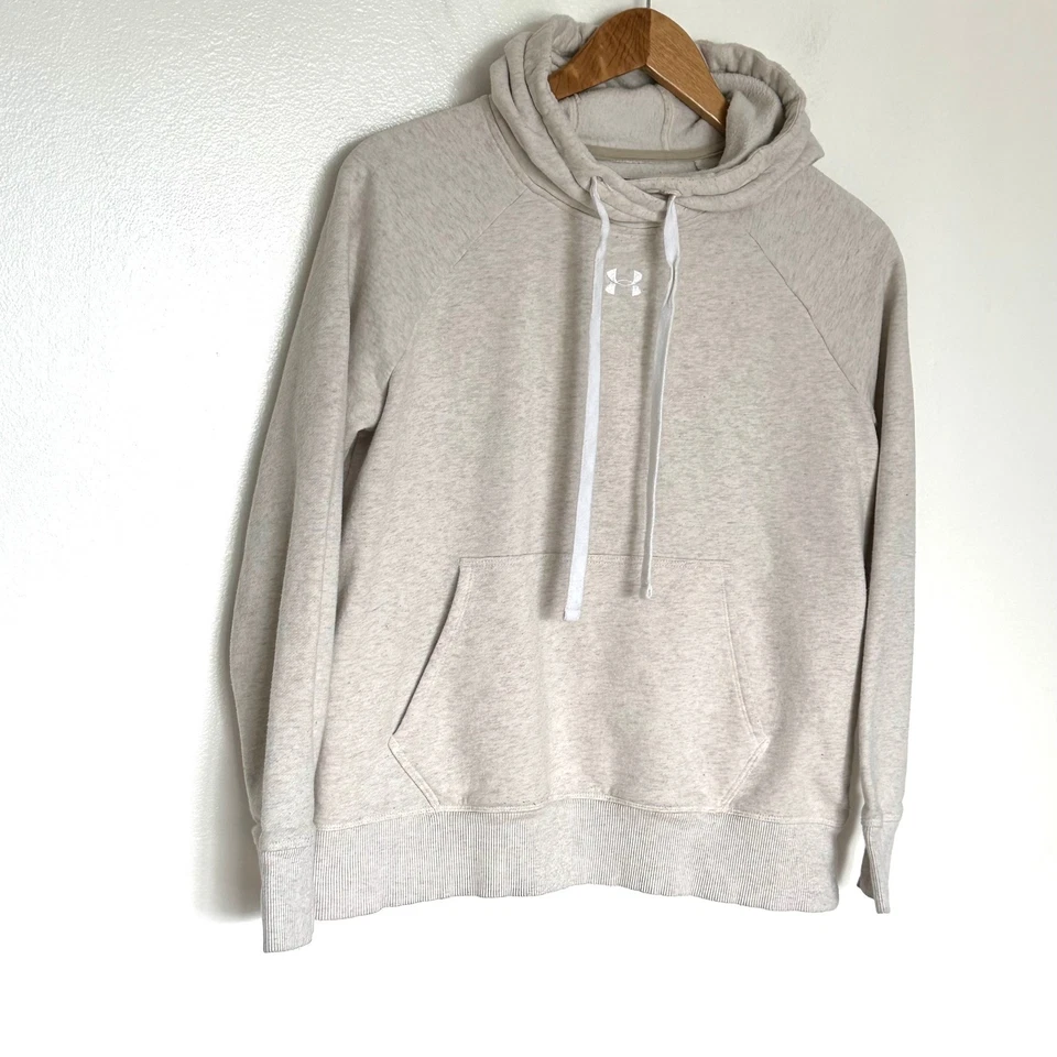 Sudadera Under Armour Para Mujer Pequeña Beige Jaspeado Manga Larga Sudadera con Capucha Foto 2 de 4