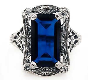 8CT Heat Treated Kyanite 925 Sterling Silver Art Deco Look Ring Jewelry Sz 8 