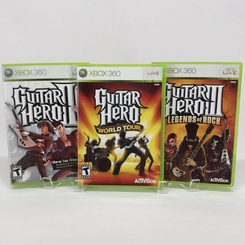 Guitar Hero Bundle Xbox 360 CIB - GH II GH III Legends of Rock World Tour TESTED