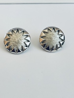 Vintage Crown Trifari Silver Tone Sunburst Clip Earrings