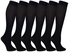 Winterlace Queen Size Trouser Socks for Women, 6 Plus, 6 Pairs - Black