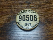NJ New Jersey HUNTING License Resident Badge Pin -1939