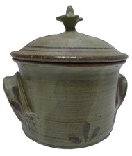 VINTAGE STEVE BECKLEY STUDIO POTTERY MCM CERAMIC STONEWARE CASSEROLE CROCK POT