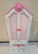 Our Generation Pink  White Wardrobe Closet Vanity For 18" Doll Plus 13 Hangers