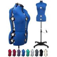 Blue 13 Dials Female Fabric Adjustable Mannequin Dress Form for Sewing, Mannequi