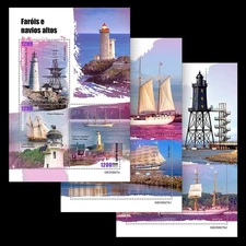 Lighthouses and Tall Ships MNH Stamps 2023 Guinea-Bissau M/S + 2 S/S