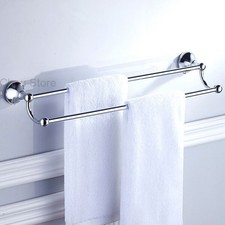 Polished Chrome Double Towel Bar Wall Mount Holder Bathroom Vanity Hardware Rack
