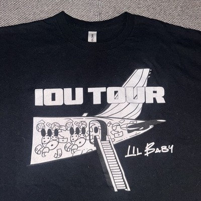 Lil Baby I.O.U Tour Merch Black Cotton T-Shirt Mens Size XL Rare Rap Tee