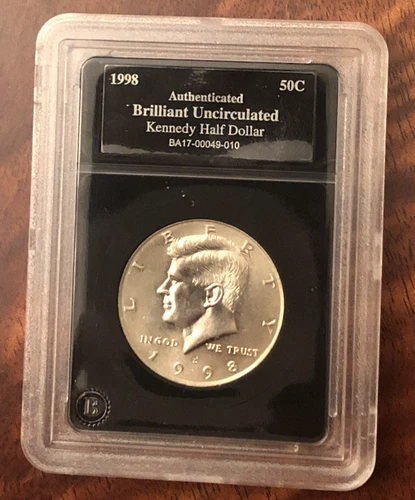 1998  D  Authenticated Brilliant Uncirculated Slabbed Kennedy Half Dollar
