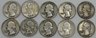 10 90% Washington Silver Quarters! (1940's & 1950's)