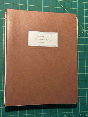 Design and Analysis of Factor Analytic Research Volume I by Richard L. Gorsuch