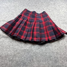 Mini falda corta plisada a cuadros roja para mujer cintura alta colegiala