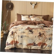 - Western Comforter Set, Rustic Ranch Life with Cowboy Queen Ochre Brown