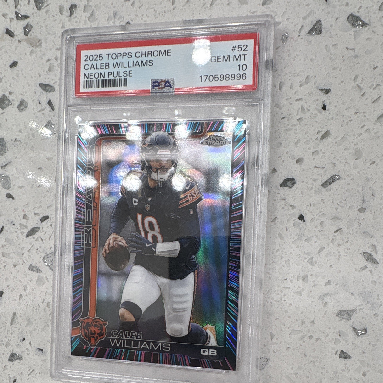 Topps Chrome 2025 Caleb Williams #52 Neon Pulse Refractor PSA 10 Bears view 3