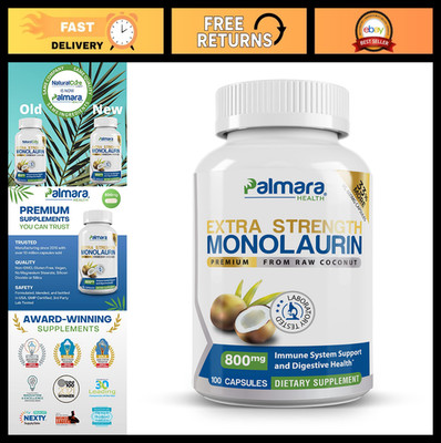 Extra Strength Monolaurin 1,600mg - Immune Support, 800mg Capsules, 60 Count