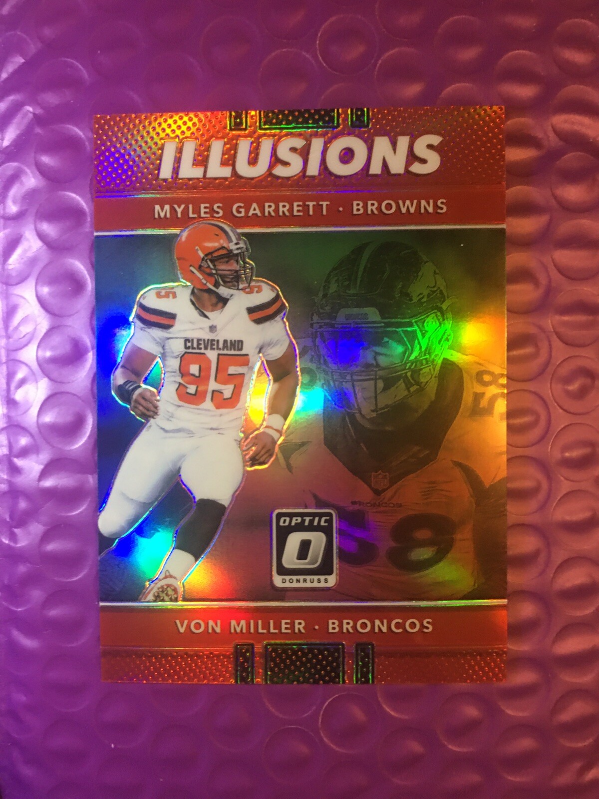 Myles Garrett 2017 Optic Illusions RC #12 Red Prizm Holo /99