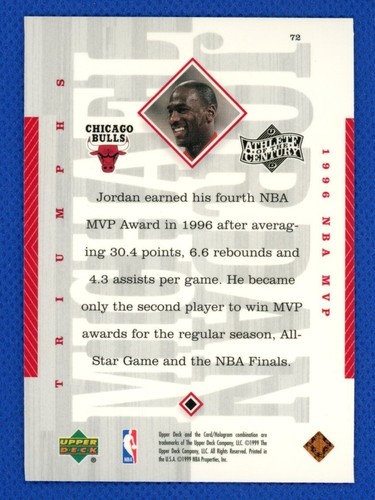 1999 UD Michael Jordan Athlete of the Century Chicago Bulls #72 NM-MT - Picture 2 of 2