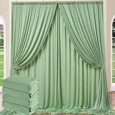 20 Ft X 10 Ft Wrinkle Free Sage Green Backdrop Curtain for Parties, Thick Green