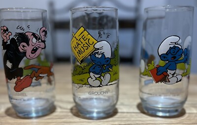 Hardees Smurfs Glasses 82-83 Smurfs Set of Six Smurfette Gargamel