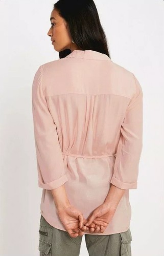 URBAN OUTFITTERS Pink Soft Blazer XS Viscose Belt Blouse Shirt Jacket Shacket UO - Picture 3 of 12