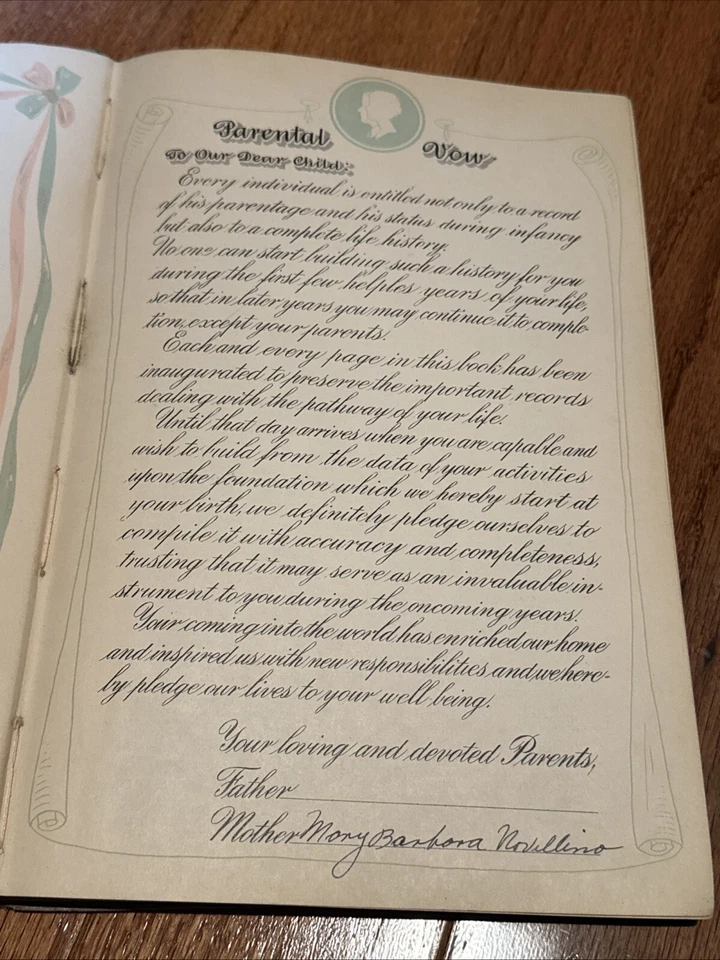 Baby Boy Book Log-o-Life McMillin-Foley Publishing Vintage 1940 Partially Filled Foto 3 de 4