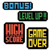 8 Bit Action Sign Cutouts-4 Per Unit on sale 8 Bit Action Sign Cutouts-4 Per Unit on sale