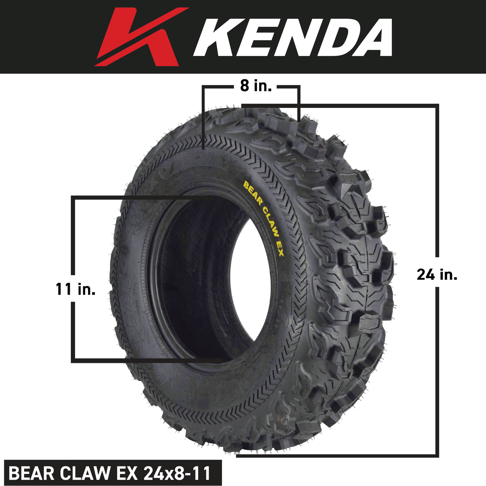 YAMAHA RHINO 700 27 KENDA BEAR CLAW ATV TIRE ITP BLACK ATV WHEEL KIT IRSD