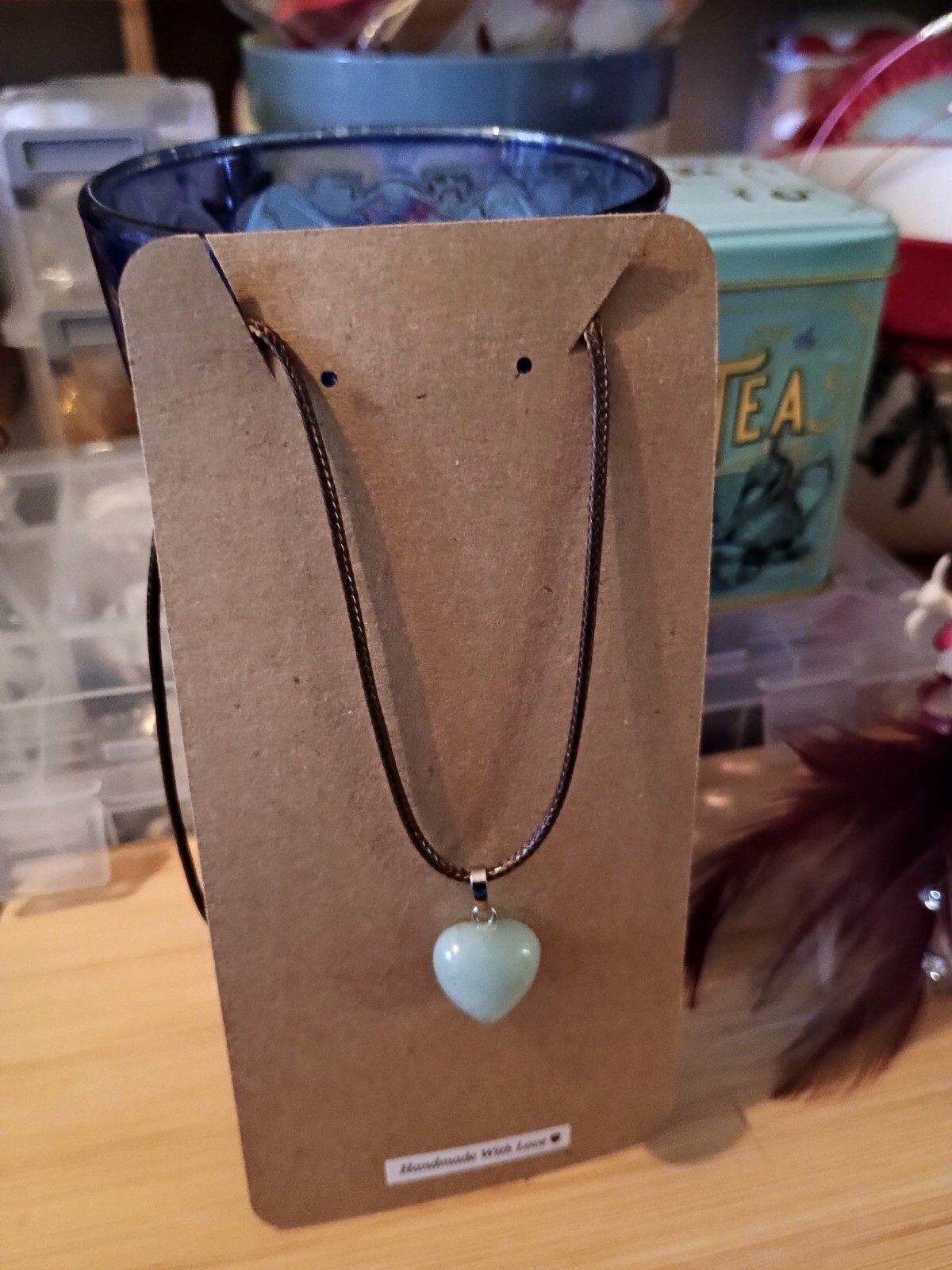 Necklace -Dangle Drop Choker Necklace - Heart Gemstone