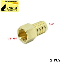 2PCS  3/4" HOSE BARB X 1/2" FEMALE  Brass Pipe Fitting NPT Thread Gas Fuel Water