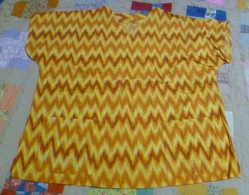 Orange and Yellow Striped Scrub Top Womens Size Large - Image 2 of 4