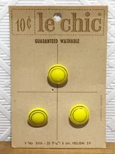 Vintage Le Chic Yellow Gold Accents Plastic Buttons Shank 9/16" Set of 3 #5416