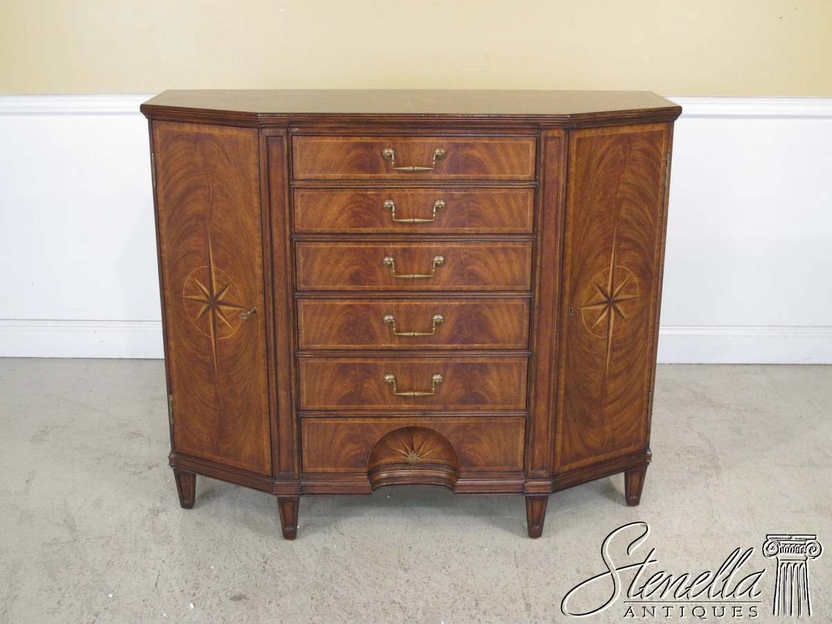 L34111 JONATHAN CHARLES Starburst Inlaid Walnut Server Cabinet JC 493100 New