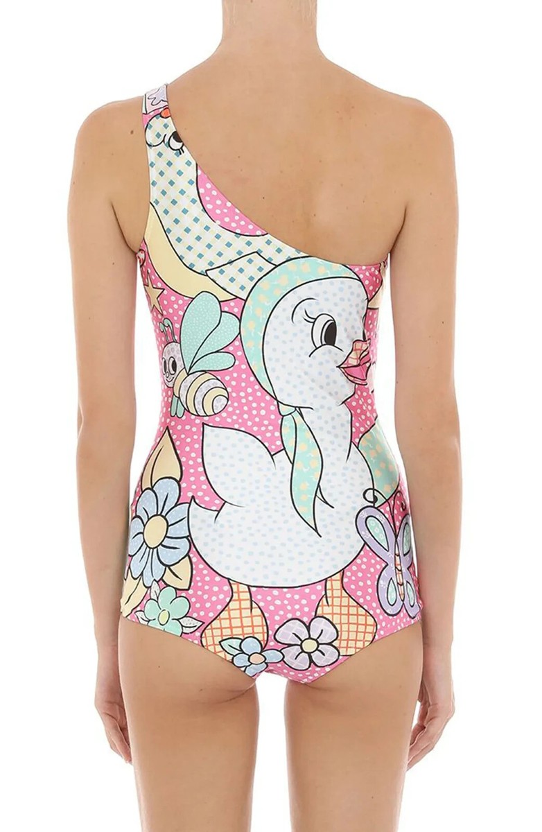 MOSCHINO Animal Print One-Shoulder One-Piece Swimsuit 221D