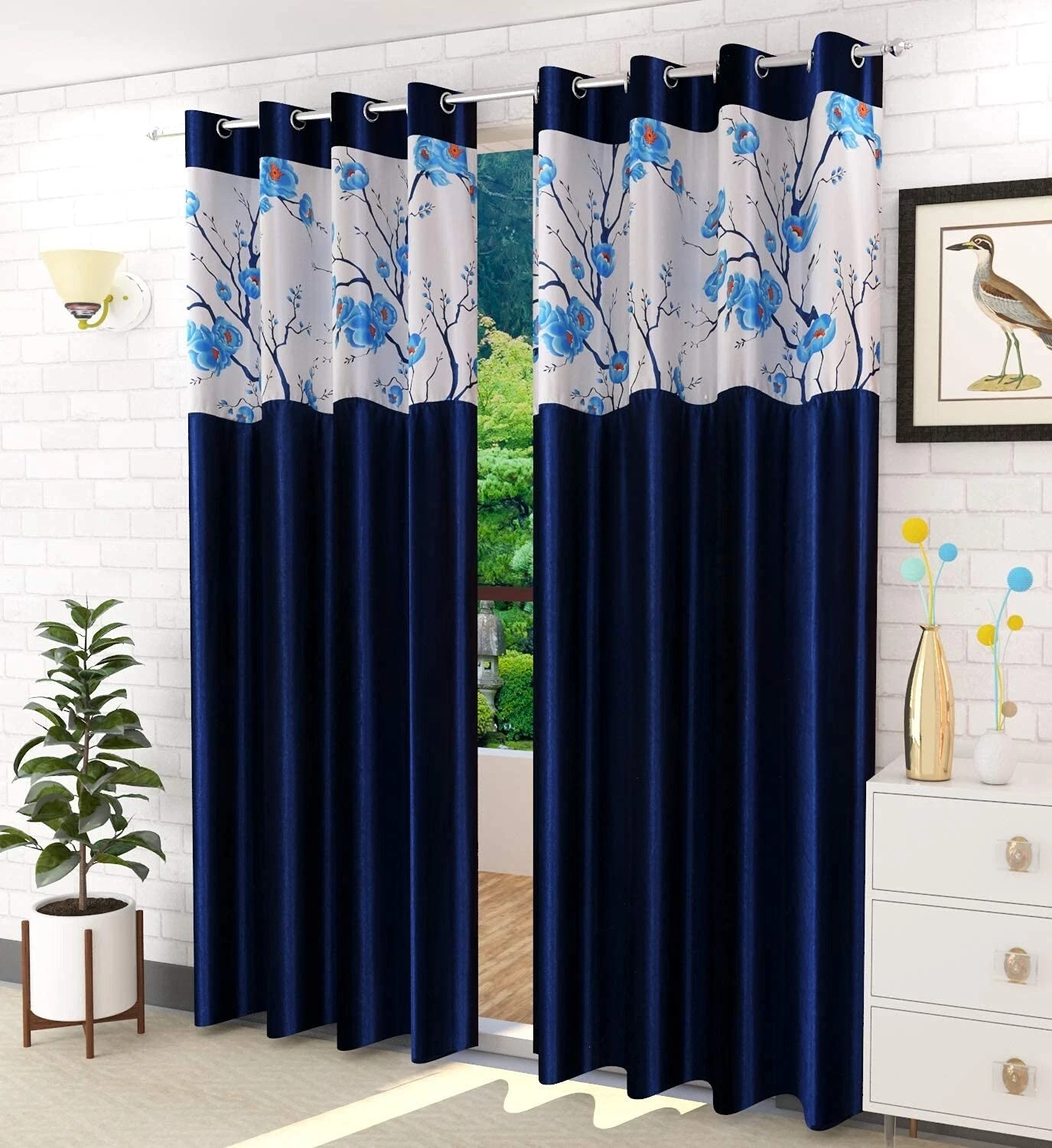 Nouveau Ensemble De Rideaux En Polyester À Oeillets De 2 Pièces - 7 Pieds