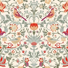 Vintage Birds Floral Peel And Stick Wallpaper Boho William Morris Wallpaper Bird