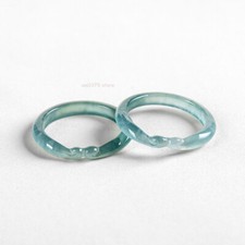 Natural Jadeite Ring Women Men A Grade Light Blue Water Ring Cloud Band Ring