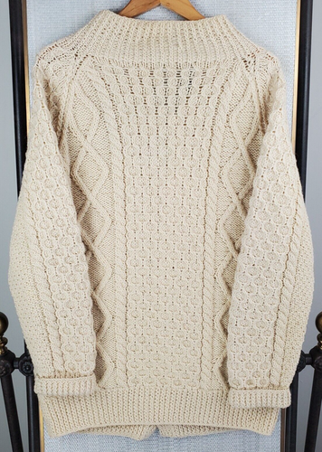 Vintage Glendalough Herren Gr. Medium handgestrickt Irland hergestellt Strickjacke Pullover Fischer - Bild 3 von 13