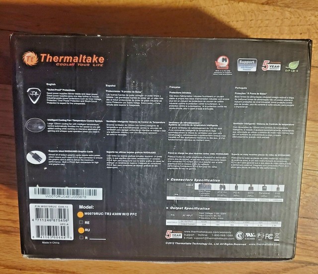 Model: w0070ruc thermaltake tr2 430w atx+dual Fan pwr (4711246875456)