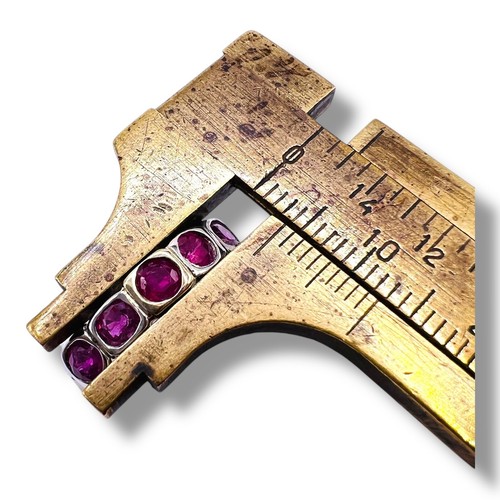 925 Sterling SIlver Genuine Natural Pink Ruby Gold Accent Band Ring Size 5.5 - Picture 10 of 12