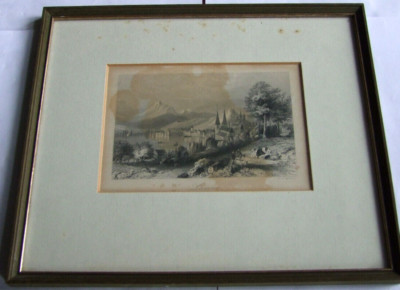 Luzern Stahlstich Payne 1848, mit Rahmen 28 x 24 cm , teils gebräunt