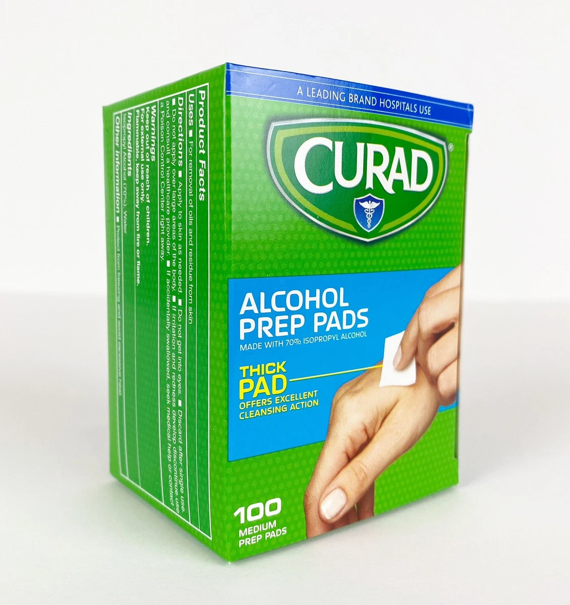 Curad Alcohol Prep Pads Thick 2 ply Swabs Wipes 1 box BULK