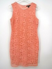 Forever 21 Lace Peach Colored Sleeveless Fully-Lined Zip-Back Dress Size L