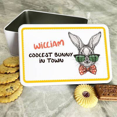 Osterhase in Fliege personalisiert Geschenk Kuchen Kekse Süßigkeiten Leckerli Dose