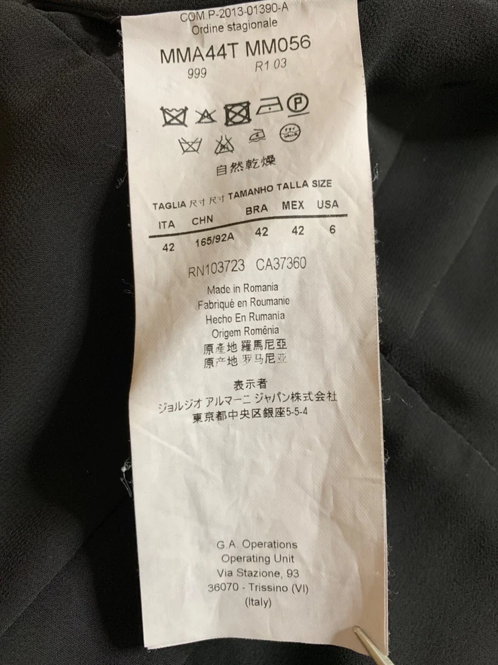 Vestido Vaina Armani Collezioni Negro Boucle Sin Mangas Talla 6 Lana Satén Dardos Foto 4 de 4