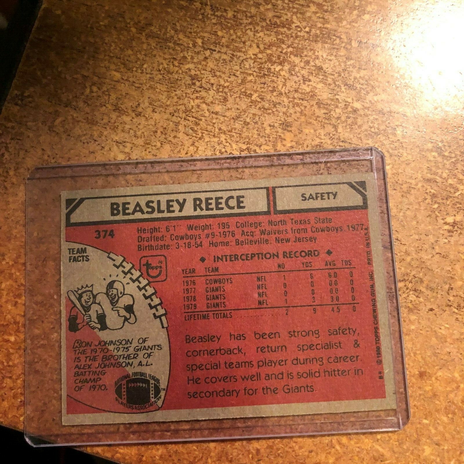 1980 Topps Football # 374 Beasley Reece | eBay